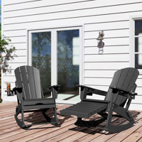 Hdpe Adirondack Folding Rocking Chair With Retractable Ottoman And Cup Holders by Rosecliff Heights