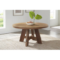 Round Wood Natural Oak Dining Table by Ebern Designs