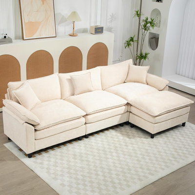 Upholstered L-Shape Sectional With Ottoman by keylanta
