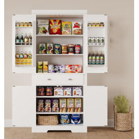 Tall Kitchen Pantry Storage Cabinet, Kitchen Storage Cabinet With A Large Drawer, 2 Cabinets by Winston Porter