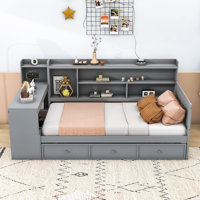 Wooden Daybed With Three Drawers, USB Ports and desk by Red Barrel Studio