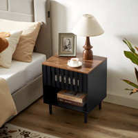 Stylish Durable Nightstand with Grille Doors and Ample Storage Space by Ebern Designs