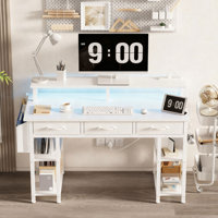 47 Inch Home Office Computer Drawers Desk With Monitor Stand Charging Station by Inbox Zero