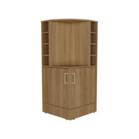Corner Bar Cabinet With Eight Wine Bottle Cubbies And Double Door, Liquor Cabinet, Storage Cabinet by Latitude Run