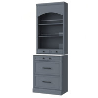 83.7"Tall Storage Cabinet,Freestanding Tall Kitchen Hutch with Faux Marble Top by Latitude Run