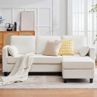 Convertible Sectional Couche,Small Space Couches L-Shaped Sofa W/Storage Chaise, USB Ports, Side Pockets and Pillows for Living Room by Ebern Designs