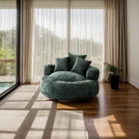 Foam Bean Bag Chairs - Ultra Soft and Durable, Filled, Chenille, Round, Ideal for Indoor and Outdoor Relaxation by Latitude Run