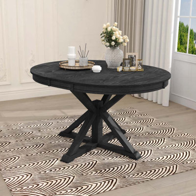Retro Functional Extendable Dining Table With A 12" Leaf For Dining Room And Living Room by Lark Manor