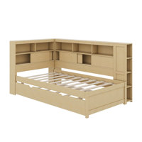 Twin Size Wood Daybed With Shelves, USB And Trundle