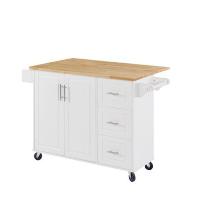 Kitchen Island With Drop Leaf Countertop, Rolling Kitchen Island Cart by Lark Manor