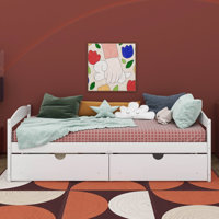 Twin-Sized Platform Bed Equipped With Two Storage Drawers