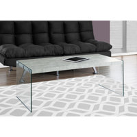 Coffee Table, Accent, Cocktail, Rectangular, Living Room, 44"L, Laminate, Clear Tempered Glass, Contemporary, Modern by Wrought Studio