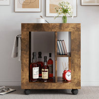 Mid-century Modern Brown Movable Side Cabinet With Storage Shelf by Gracie Oaks