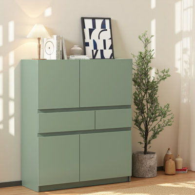 wooden storage cabinet with 4 doors and 2 drawers by Hokku Designs