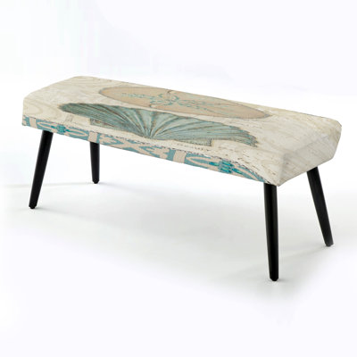 Finke - Abstract Coastal Upholstered Black Bench by East Urban Home