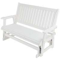 Poly Lumber Patio Glider Three Seat with Cup Holders, Durable HIPS Material, All-Weather Resistant, High Backrest and Deep Contoured Seat, Heavy Duty by Red Barrel Studio