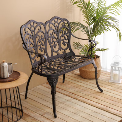 Aluminum Outdoor Butterfly Loveseats Park Garden Bench by World Menagerie