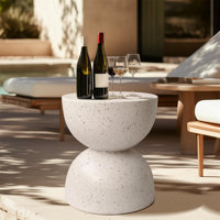 Outdoor Patio Table Round Concrete Accent Table With Speckled Design For Garden by Wrought Studio