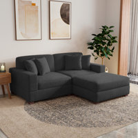 3 - Piece Upholstered Corduroy Modular Sectional Sofa with Pillow Back and Removable Ottoman by Ebern Designs