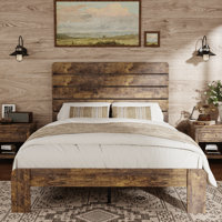 Wooden Bed Frame with Headboard by Millwood Pines