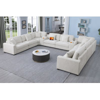 Modern Upholstered Cloud Modular Corner Sectional Sofa With Two Consoles by Latitude Run
