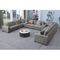 Modern Upholstered Cloud Modular Corner Sectional Sofa With Two Consoles by Latitude Run