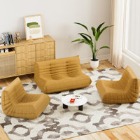 Fireside Chair With Lazy Floor Sofa Couch, Corner Bean Bag Chair, Tatami Sofa, Corner Chair Sofa (1*Loveseat+2*Chairs) by Trule