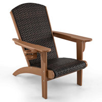 Patio Adirondack Chair With Rattan Padded Seat Wide Armrests & Hidden Cupholder by Red Barrel Studio