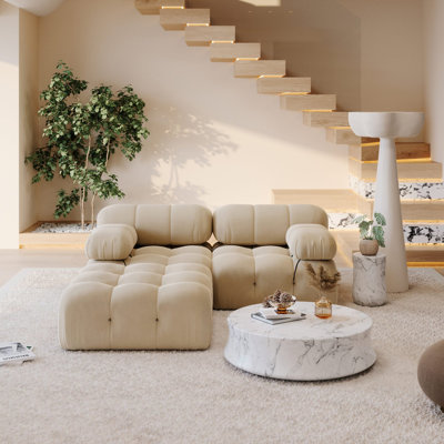 Modular Sectional Sofa Couch, Minimalist Oversized Cloud Couch With Deep Seat, Removable Armrests & Backrest, Comfy Modern Convertible Cloud Couch Sec by Latitude Run