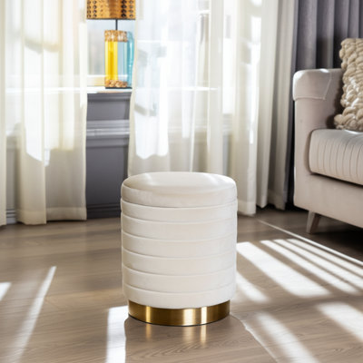19" Stirling Cream Velvet Storage Stool by Mercer41
