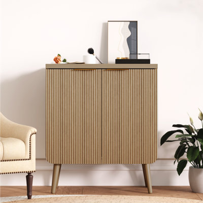George Oliver Sideboard Buffet Cabinet, Storage Cabinet, Accent Cabinet Credenzas With 2 Fluted Doors 2 Shelves, Cupboard For Living Room Bedroom by George Oliver