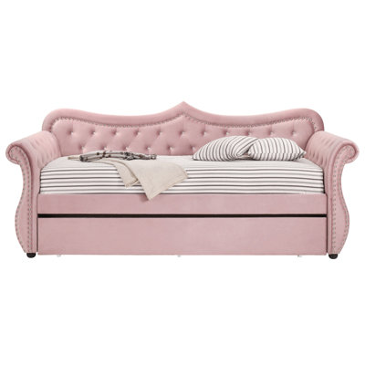 Luxurious Velvet Wood Daybed With Trundle For Ultimate Comfort And Style by Rosdorf Park