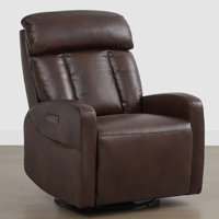 Genuine Leather Triple Motor Glider Swivel Rocker Power Recliner With Power Headrest And Power Lumbar Support