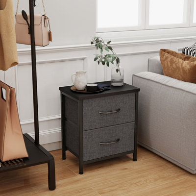 2 Storage Drawers For Bedroom Nightstand Small Dresser Chest Of Drawer End Table For Living Room by Ebern Designs