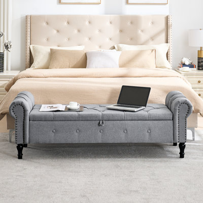66.9‘’ Upholstered Storage Bench by Alcott Hill