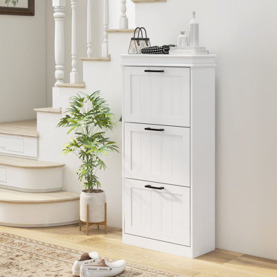 Shoe Cabinet, Narrow Shoe Rack Storage Organizer With 3 Flip Drawers by Lark Manor