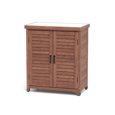 Storage Cabinet With Metal Table Top, Garden Workstation, Potting Bench, Outdoor Patio Accent Cabinet by Millwood Pines