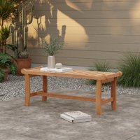 47.2-Inch Morden Outdoor Bench Natural Solid Wood Unique Design by Loon Peak
