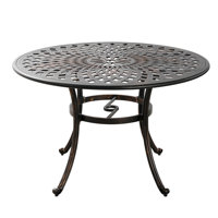 Round 48" Patio Table Outdoor Cast Aluminum with Umbrella Hole,Bronze by Astoria Grand