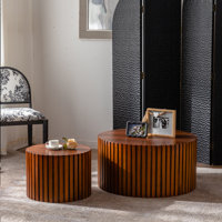 Round Wooden Coffee Table, Ideal For Living Rooms And Small Apartments, Compact Design With No Assembly Required by Hokku Designs