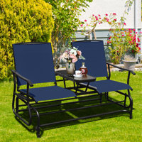 2 Person Outdoor Patio Double Glider Chair Loveseat Rocking Wine by Lark Manor