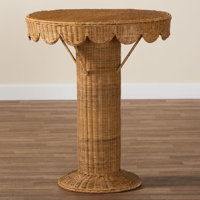 Charlieanne Bohemian Light Honey Rattan Scalloped Accent Table by Bayou Breeze