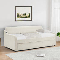 Upholstery Twin Daybed With Trundle & USB Port by Latitude Run