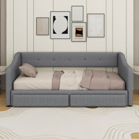 Twin XL To King Size Upholstered Daybed With Two Drawers