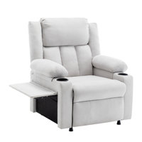 31.9" Wide Modern And Classic Soft Overstuffed Power Standard Chair - Lumbar Heated Massage Recliner With Tray Table & Dual Cup Holders by Latitude Run