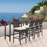 Outdoor Bar Set For Patio 6Pcs Outdoor Bar Tables And Chairs Set All Weather Bar Height High Top Outdoor Tables And Chairs Wicker Bar Stools Set Of 4