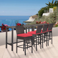 Outdoor Bar Set For Patio 6Pcs Outdoor Bar Tables And Chairs Set All Weather Bar Height High Top Outdoor Tables And Chairs Wicker Bar Stools Set Of 4