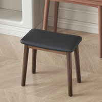 Solid Wood Vanity Stool For Makeup With Pu Leather Upholstery by Ebern Designs