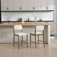 Modern Upholstered Counter Stool With Backrest And Footrest, Seat Height 26