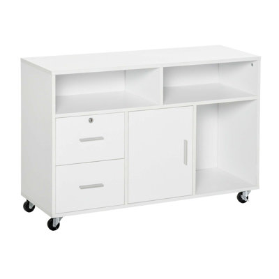 Printer Stand Home Office Mobile Cabinet Organizer Desktop With Caster Wheels, 2 Locking Breaks And Drawer by Latitude Run